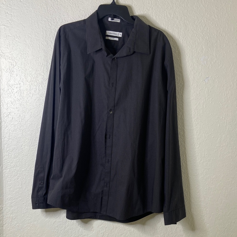Calvin Klein Gray Checkered Shirt